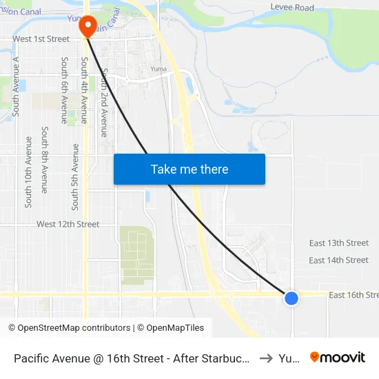 Pacific Avenue @ 16th Street - After Starbucks Coffee to Yuma map