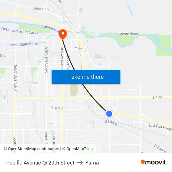 Pacific Avenue @ 20th Street to Yuma map
