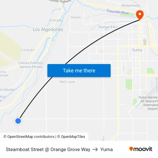 Steamboat Street @ Orange Grove Way to Yuma map