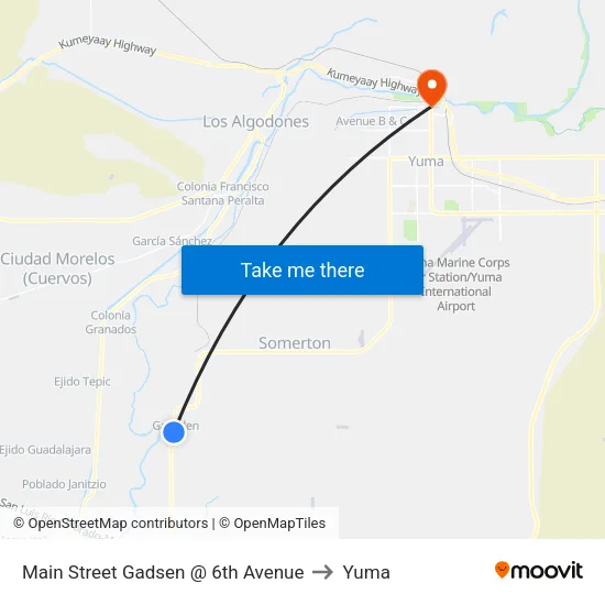 Main Street Gadsen @ 6th Avenue to Yuma map
