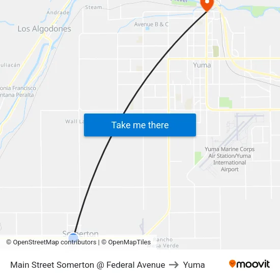 Main Street Somerton @ Federal Avenue to Yuma map