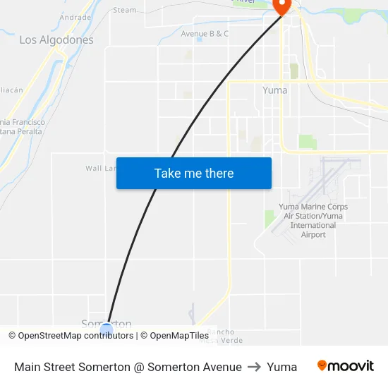Main Street Somerton @ Somerton Avenue to Yuma map