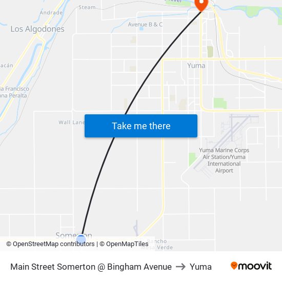 Main Street Somerton @ Bingham Avenue to Yuma map