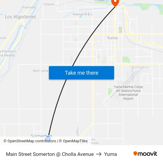 Main Street Somerton @ Cholla Avenue to Yuma map
