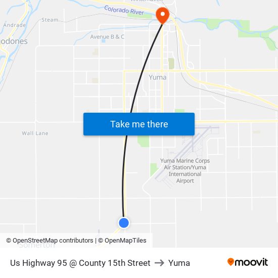 Us Highway 95 @ County 15th Street to Yuma map