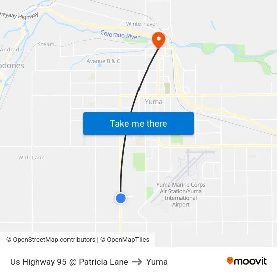 Us Highway 95 @ Patricia Lane to Yuma map