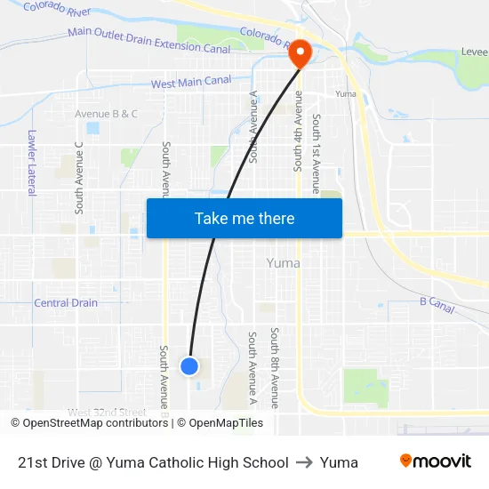 21st Drive @ Yuma Catholic High School to Yuma map
