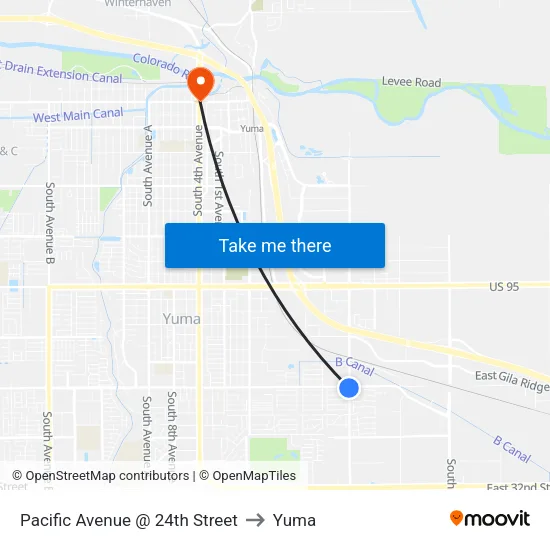 Pacific Avenue @ 24th Street to Yuma map