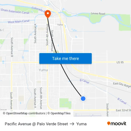 Pacific Avenue @ Palo Verde Street to Yuma map
