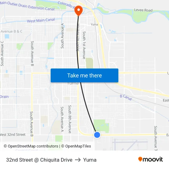 32nd Street @ Chiquita Drive to Yuma map