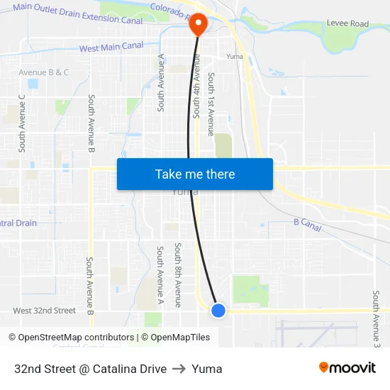 32nd Street @ Catalina Drive to Yuma map