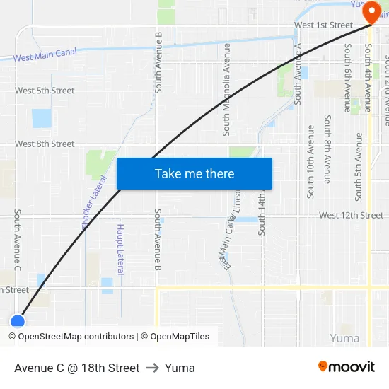 Avenue C @ 18th Street to Yuma map