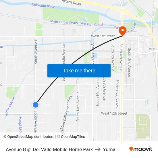 Avenue B @ Del Valle Mobile Home Park to Yuma map