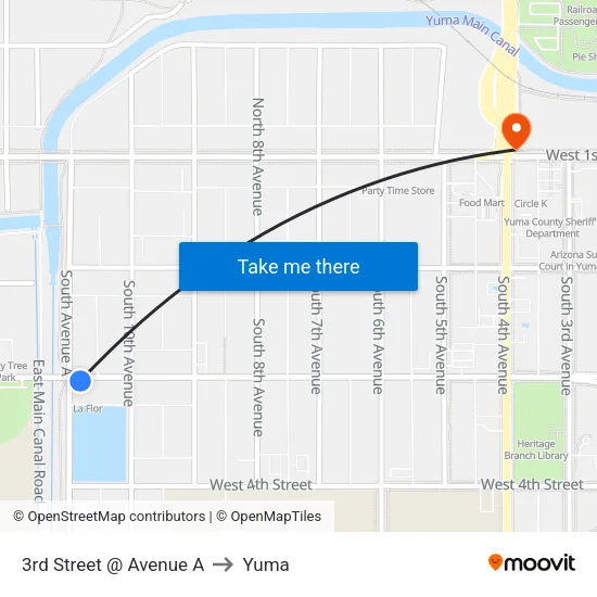 3rd Street @ Avenue A to Yuma map