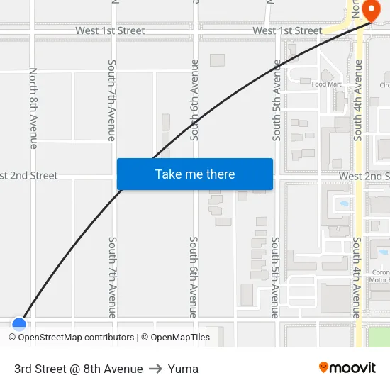 3rd Street @ 8th Avenue to Yuma map