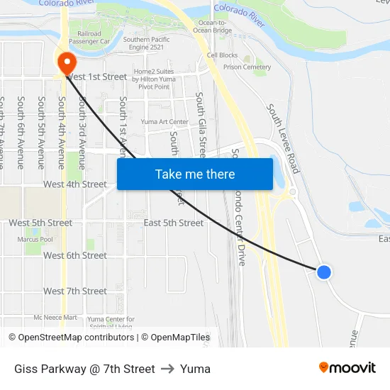 Giss Parkway @ 7th Street to Yuma map