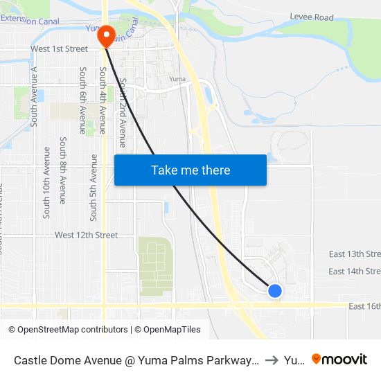 Castle Dome Avenue @ Yuma Palms Parkway (Near Kneaders) to Yuma map