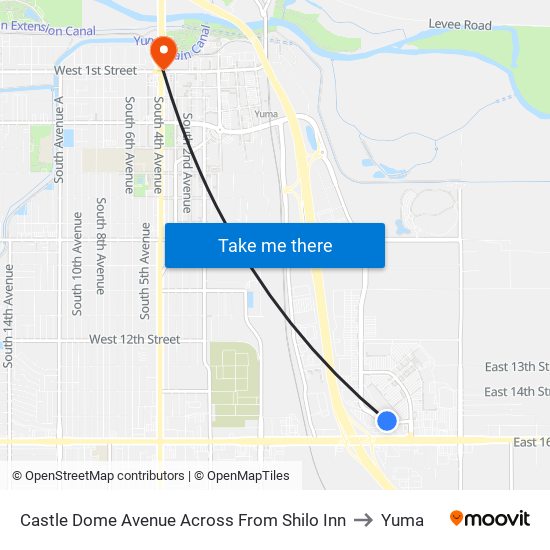 Castle Dome Avenue Across From Shilo Inn to Yuma map