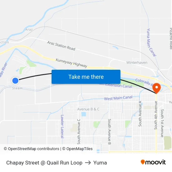 Chapay Street @ Quail Run Loop to Yuma map