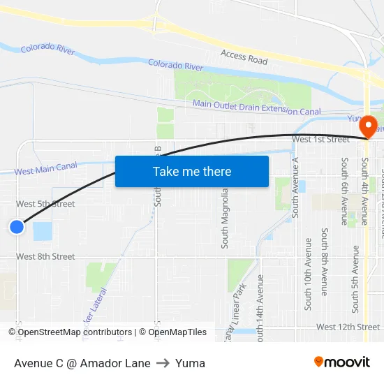 Avenue C @ Amador Lane to Yuma map