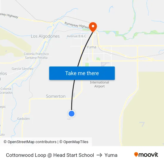 Cottonwood Loop @ Head Start School to Yuma map