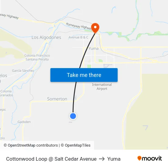Cottonwood Loop @ Salt Cedar Avenue to Yuma map