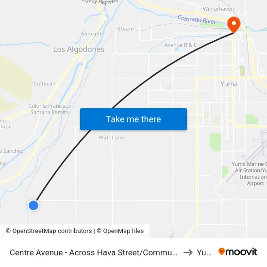 Centre Avenue - Across Hava Street/Community Center to Yuma map