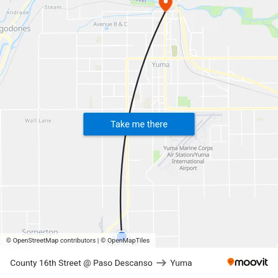 County 16th Street @ Paso Descanso to Yuma map
