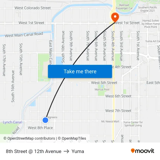 8th Street @ 12th Avenue to Yuma map
