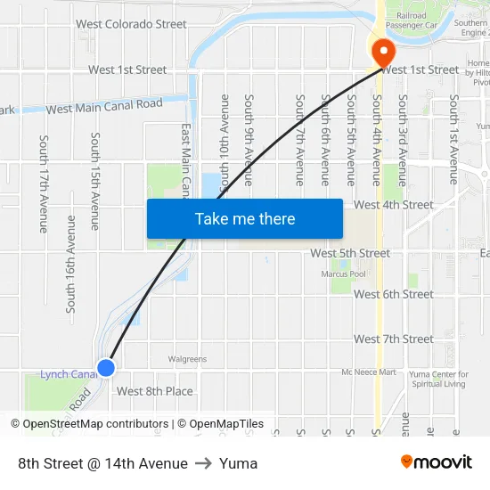 8th Street @ 14th Avenue to Yuma map