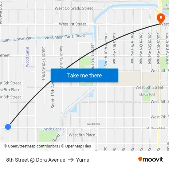 8th Street @ Dora Avenue to Yuma map