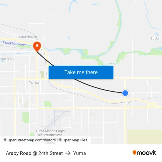 Araby Road @ 24th Street to Yuma map
