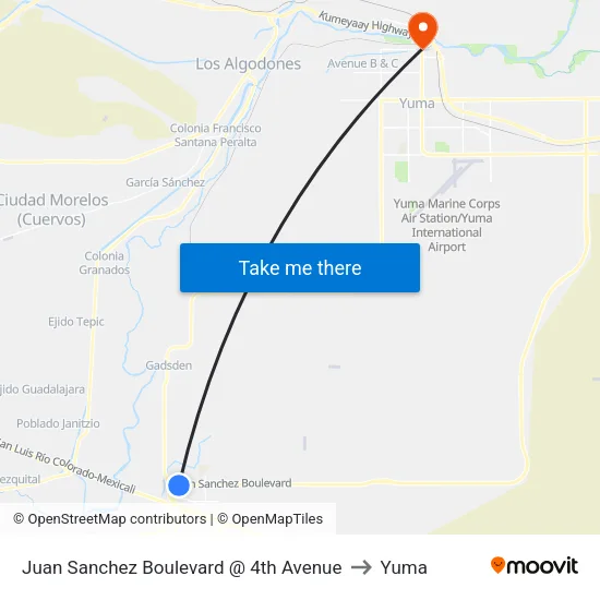 Juan Sanchez Boulevard @ 4th Avenue to Yuma map