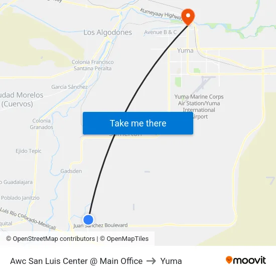 Awc San Luis Center @ Main Office to Yuma map