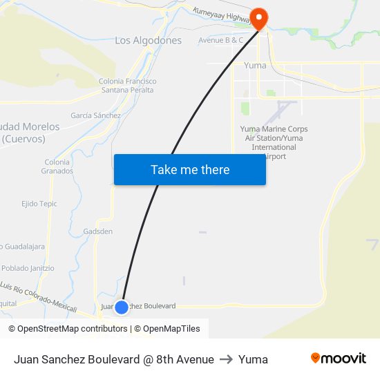 Juan Sanchez Boulevard @ 8th Avenue to Yuma map