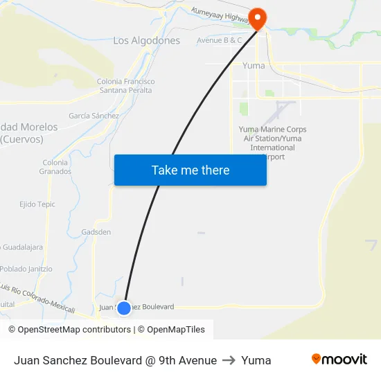 Juan Sanchez Boulevard @ 9th Avenue to Yuma map