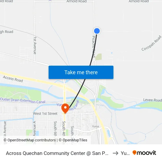 Across Quechan Community Center @ San Pasqual School Road to Yuma map