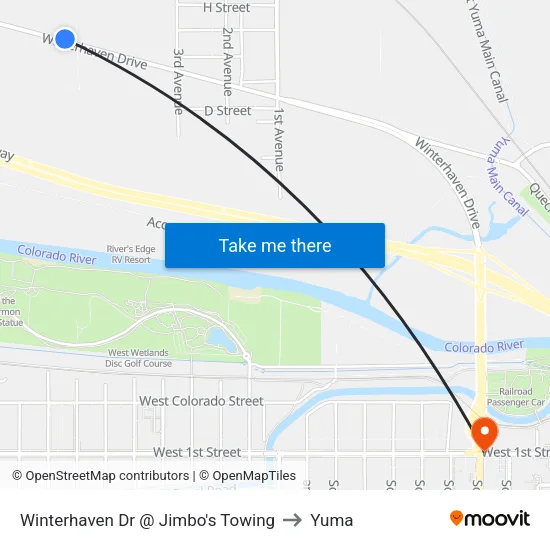 Winterhaven Dr @ Jimbo's Towing to Yuma map