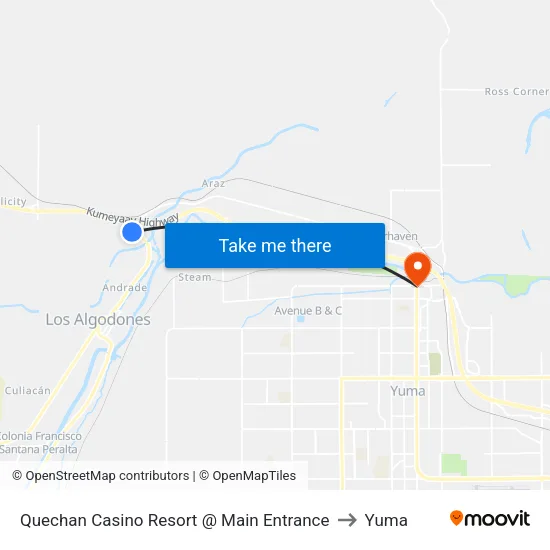 Quechan Casino Resort @ Main Entrance to Yuma map