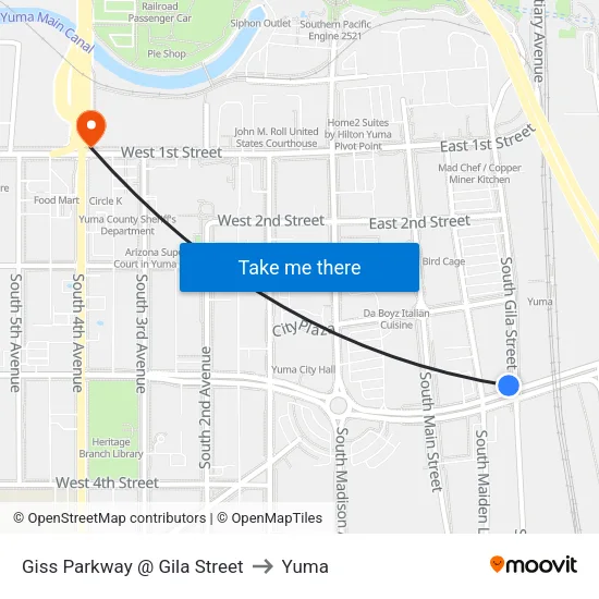 Giss Parkway @ Gila Street to Yuma map