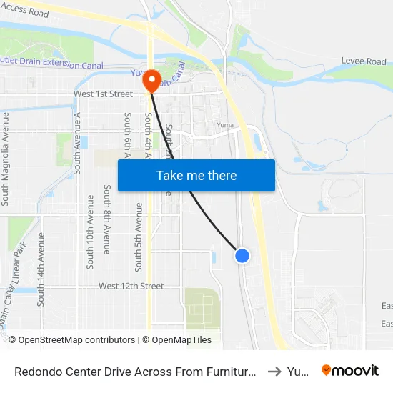 Redondo Center Drive Across From Furniture Row to Yuma map
