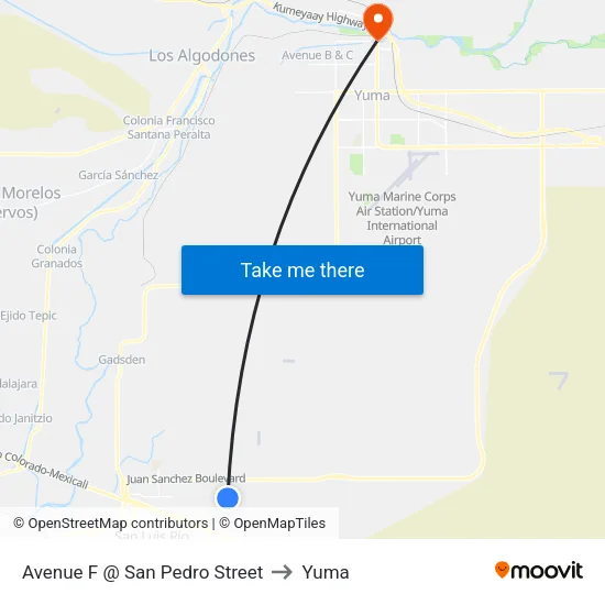 Avenue F @ San Pedro Street to Yuma map