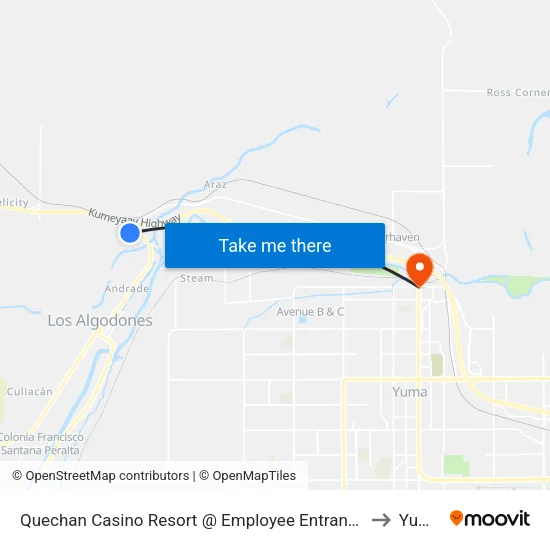 Quechan Casino Resort @ Employee Entrance to Yuma map