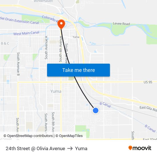 24th Street @ Olivia Avenue to Yuma map