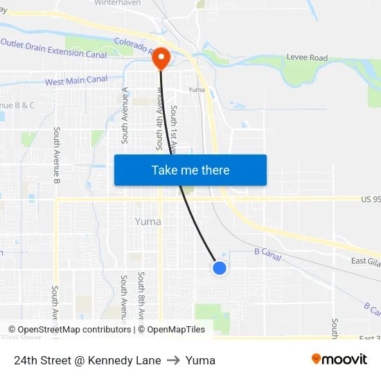 24th Street @ Kennedy Lane to Yuma map