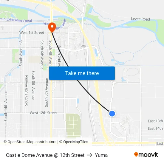 Castle Dome Avenue @ 12th Street to Yuma map