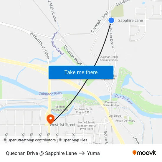 Quechan Drive @ Sapphire Lane to Yuma map
