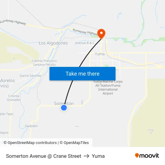 Somerton Avenue @ Crane Street to Yuma map