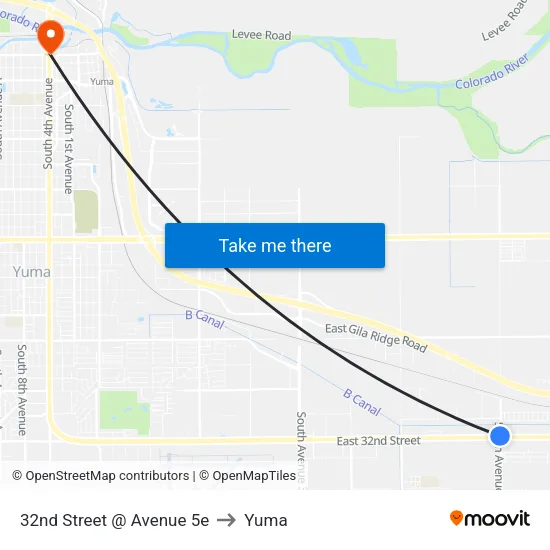 32nd Street @ Avenue 5e to Yuma map