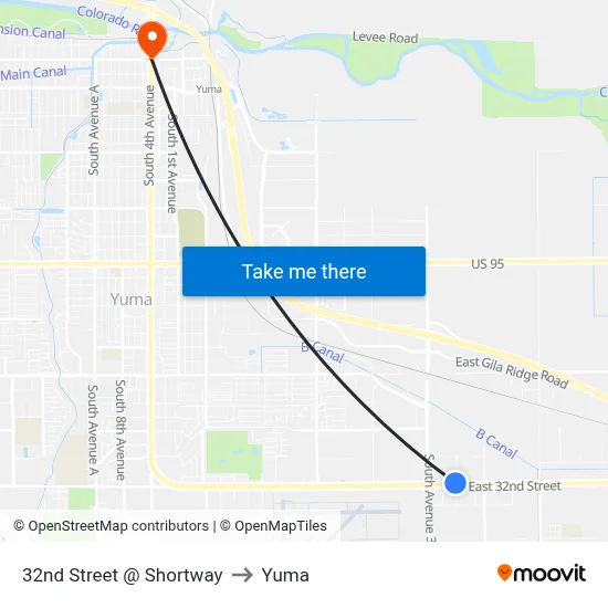 32nd Street @ Shortway to Yuma map